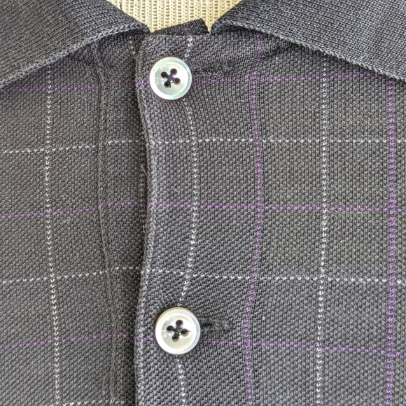 Polo By Ralph Lauren Vintage Plaid Golf Shirt in Black and Purple Checker Sz XL - Picture 4 of 9